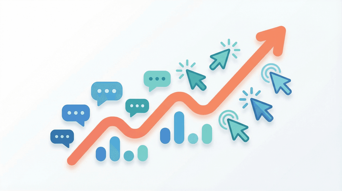 Data visualization showing 200K ad comments converting to 109K product clicks