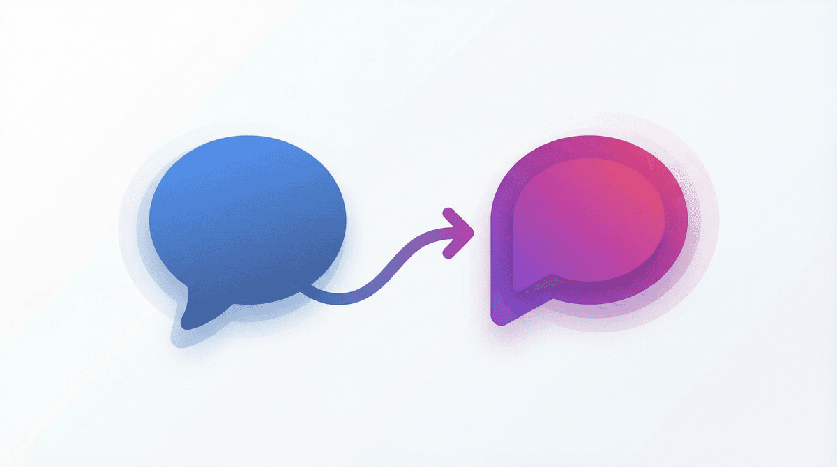 Comment bubble transforming into a direct message - illustrating comment-to-DM automation on Facebook and Instagram